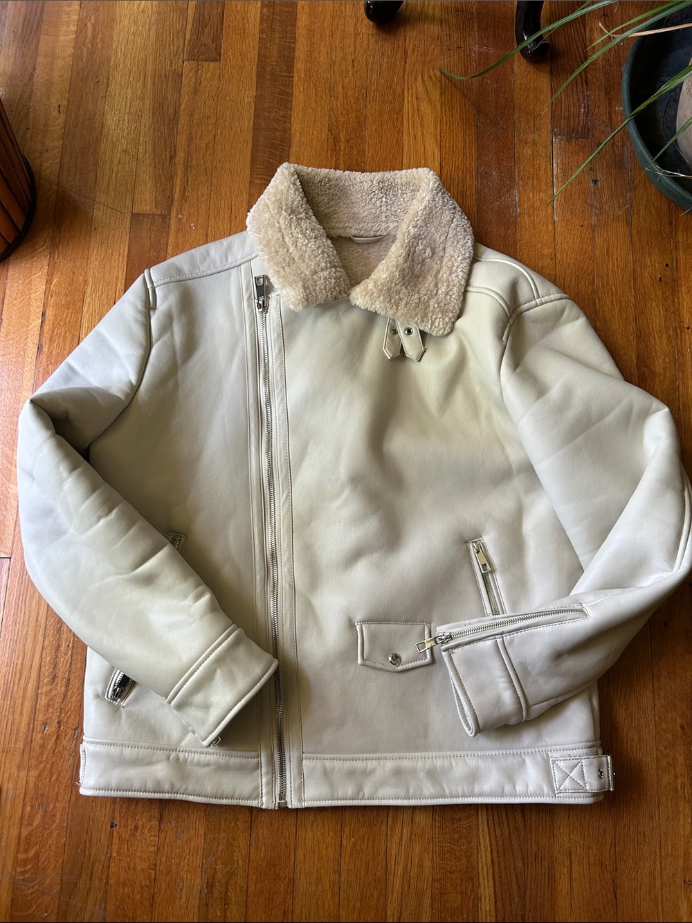 Zara Cream Faux Shearling Jacket